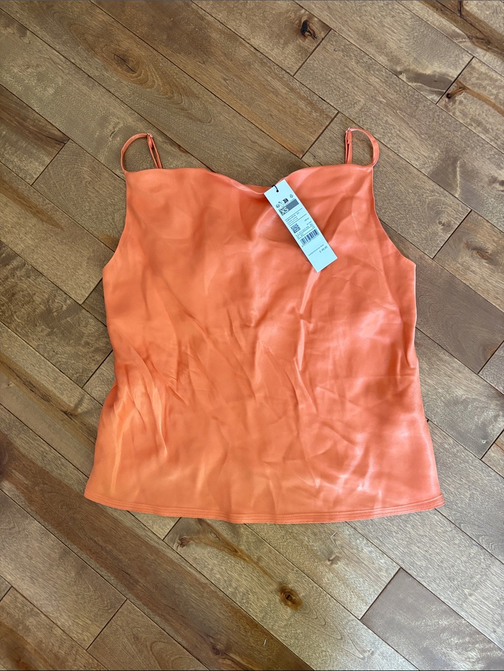 Sisley Coral-Orange Satin Spaghetti Strap Camisole NWT